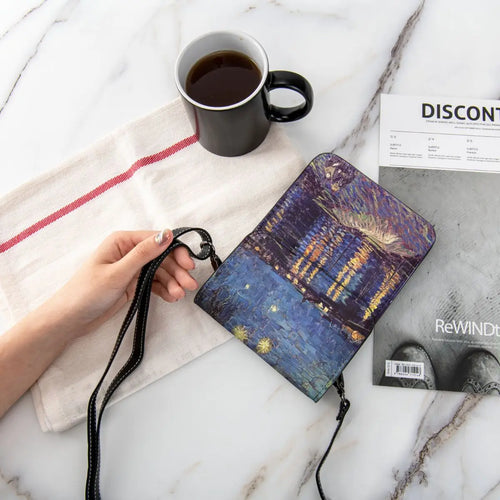 Leather Mobile Phone Bag Starry Night Over Rhone Business Vintage Bag-Arimonz-Arimonz