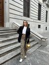 Leopard Flared Pants Women Street Button Zippers Pocket Female Trouser-Pants-Arimonz-Arimonz