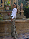 Leopard Flared Pants Women Street Button Zippers Pocket Female Trouser-Pants-Arimonz-Arimonz