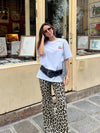 Leopard Flared Pants Women Street Button Zippers Pocket Female Trouser-Pants-Arimonz-Arimonz