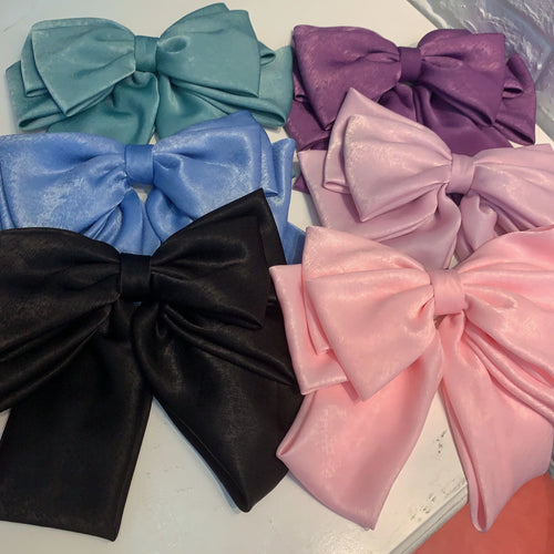 Long Ribbon Four Layer Satin Chiffon Big Bow Hairpin Hair Accessories-Hair Accessories-Arimonz-Arimonz