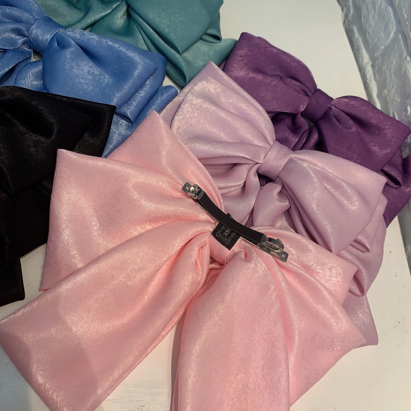 Long Ribbon Four Layer Satin Chiffon Big Bow Hairpin Hair Accessories-Hair Accessories-Arimonz-Arimonz