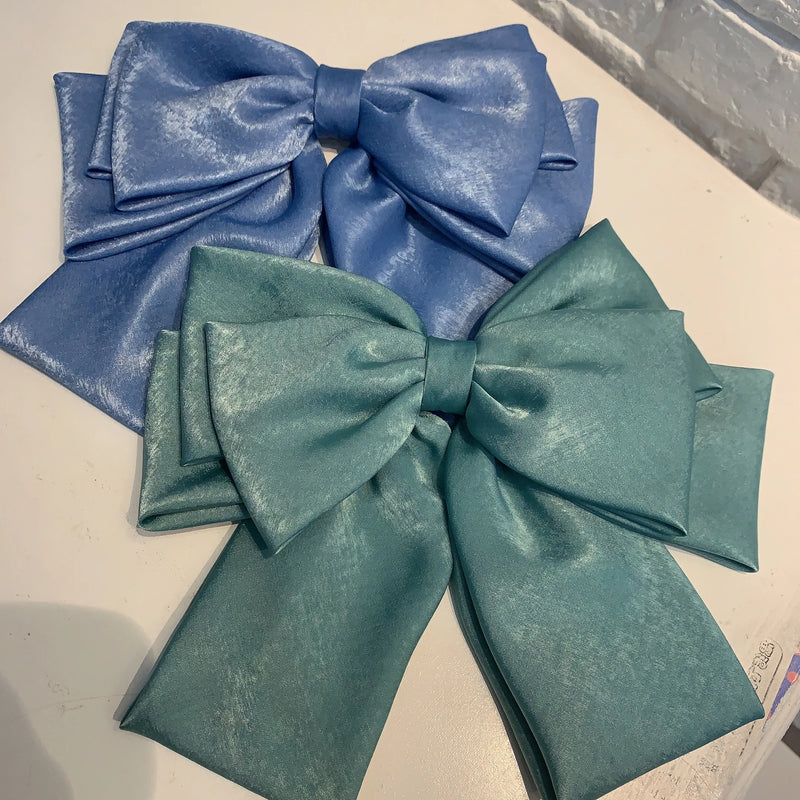 Long Ribbon Four Layer Satin Chiffon Big Bow Hairpin Hair Accessories-Hair Accessories-Arimonz-Arimonz