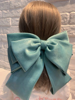 Long Ribbon Four Layer Satin Chiffon Big Bow Hairpin Hair Accessories-Hair Accessories-Arimonz-Green-Arimonz
