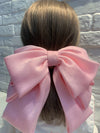 Long Ribbon Four Layer Satin Chiffon Big Bow Hairpin Hair Accessories-Hair Accessories-Arimonz-Pink-Arimonz