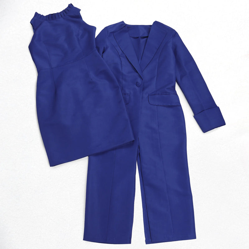 Long Sleeve Coat Blazer And Slim Dress Elegant Office Lady Dress Set-Wear To Work Sets-Arimonz-Arimonz
