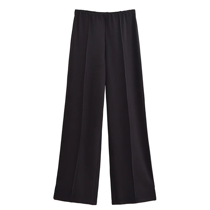 Long Sleeve Crop Top and High Waist Wide Leg Trousers Two Piece Set-Wear To Work Sets-Arimonz-Black pants-S-Arimonz