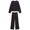 Long Sleeve Crop Top and High Waist Wide Leg Trousers Two Piece Set-Wear To Work Sets-Arimonz-Black Sets-S-Arimonz