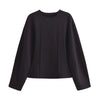 Long Sleeve Crop Top and High Waist Wide Leg Trousers Two Piece Set-Wear To Work Sets-Arimonz-Black top-S-Arimonz