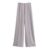 Long Sleeve Crop Top and High Waist Wide Leg Trousers Two Piece Set-Wear To Work Sets-Arimonz-Grey pants-S-Arimonz