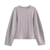 Long Sleeve Crop Top and High Waist Wide Leg Trousers Two Piece Set-Wear To Work Sets-Arimonz-Grey top-S-Arimonz