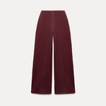 Long Sleeve Crop Top and High Waist Wide Leg Trousers Two Piece Set-Wear To Work Sets-Arimonz-Red pants-S-Arimonz