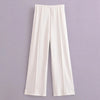 Long Sleeve Crop Top and High Waist Wide Leg Trousers Two Piece Set-Wear To Work Sets-Arimonz-White pants-S-Arimonz