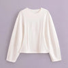 Long Sleeve Crop Top and High Waist Wide Leg Trousers Two Piece Set-Wear To Work Sets-Arimonz-White top-S-Arimonz