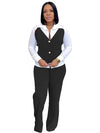 Long Sleeve Patchwork Vest Shirt and Straight Pants Two 2 Piece Set-Wear To Work Sets-Arimonz-Arimonz