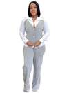 Long Sleeve Patchwork Vest Shirt and Straight Pants Two 2 Piece Set-Wear To Work Sets-Arimonz-Arimonz
