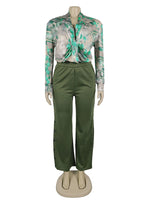 Long Sleeve Print Shirt and Wide Leg Pant Streetwear Two Piece Set-Wear To Work Sets-Arimonz-Arimonz