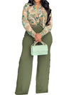 Long Sleeve Print Shirt and Wide Leg Pant Streetwear Two Piece Set-Wear To Work Sets-Arimonz-Arimonz