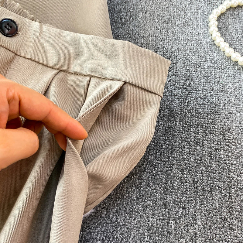 Long Sleeved Blazer Wide Leg Pants Two Pcs Set Fashion Commuter Suit-Wear To Work Sets-Arimonz-Arimonz
