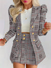 Long Sleeved Flip Top Double Breasted Suit and Skirt Casual Suit Set-Wear To Work Sets-Arimonz-Black-S-Arimonz