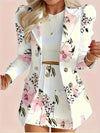 Long Sleeved Flip Top Double Breasted Suit and Skirt Casual Suit Set-Wear To Work Sets-Arimonz-White-S-Arimonz
