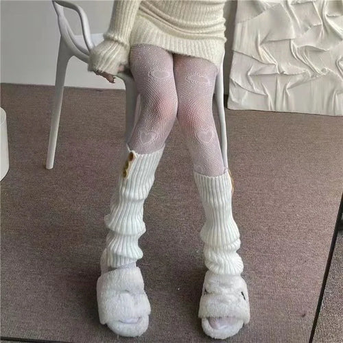 Love Flower Mesh Lolita Stockings Ultra-thin Transparent Hosiery-Socks & Tights-Arimonz-Arimonz