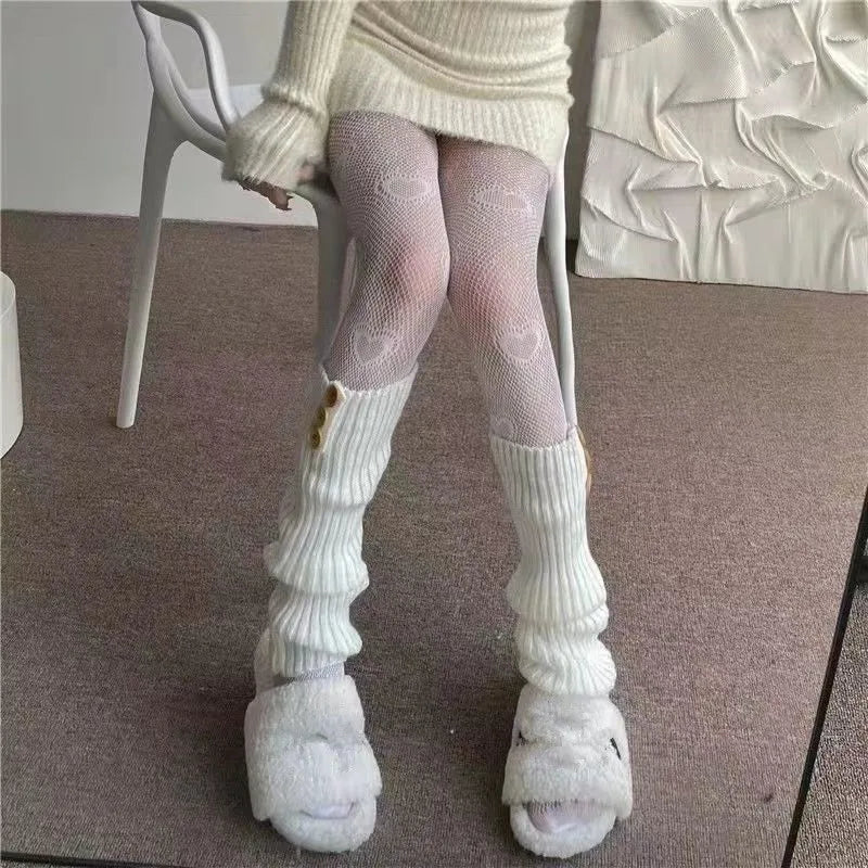 Love Flower Mesh Lolita Stockings Ultra-thin Transparent Hosiery-Socks & Tights-Arimonz-Arimonz