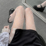 Love Flower Mesh Lolita Stockings Ultra-thin Transparent Hosiery-Socks & Tights-Arimonz-white 3-One Size-Arimonz