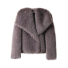 Luxury Chic Faux Fox Fur Winter Coat with Big Collar Fashion Jacket-Fuzzy Jackets-Arimonz-Arimonz
