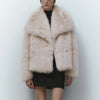 Luxury Chic Faux Fox Fur Winter Coat with Big Collar Fashion Jacket-Fuzzy Jackets-Arimonz-Arimonz
