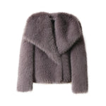 Luxury Chic Faux Fox Fur Winter Coat with Big Collar Fashion Jacket-Fuzzy Jackets-Arimonz-gray fur coat-S-Arimonz