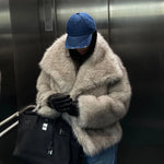Luxury Chic Faux Fox Fur Winter Coat with Big Collar Fashion Jacket-Fuzzy Jackets-Arimonz-gray gradient-S-Arimonz