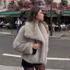 Luxury Gradient Faux Fur Overcoat with Big Fur Collar Fluffy Jacket-Fuzzy Jackets-Arimonz-Arimonz