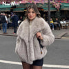 Luxury Gradient Faux Fur Overcoat with Big Fur Collar Fluffy Jacket-Fuzzy Jackets-Arimonz-Arimonz