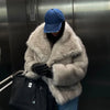 Luxury Gradient Faux Fur Overcoat with Big Fur Collar Fluffy Jacket-Fuzzy Jackets-Arimonz-Arimonz