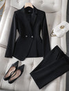 Luxury Ladies Blazer Jacket and Pants Fashion Career Formal Attire-Wear To Work Sets-Arimonz-Blazer and Pants Sets-black-S-Arimonz