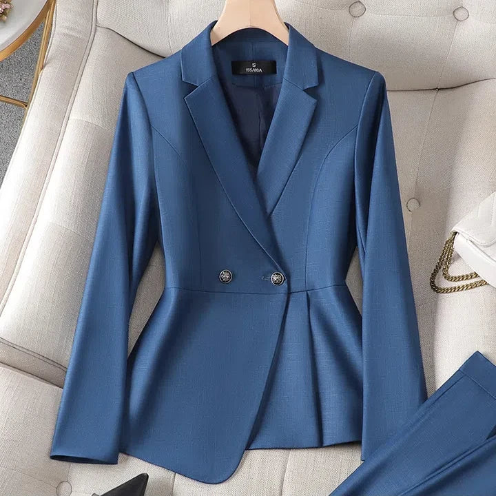 Luxury Ladies Blazer Jacket and Pants Fashion Career Formal Attire-Wear To Work Sets-Arimonz-Only Blazer-blue-S-Arimonz