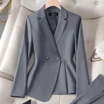 Luxury Ladies Blazer Jacket and Pants Fashion Career Formal Attire-Wear To Work Sets-Arimonz-Only Blazer-gray-S-Arimonz