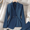 Luxury Ladies Blazer Jacket and Pants Fashion Career Formal Attire-Wear To Work Sets-Arimonz-Only Blazer-hazeblue-S-Arimonz