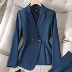 Luxury Ladies Blazer Jacket and Pants Fashion Career Formal Attire-Wear To Work Sets-Arimonz-Only Blazer-hazeblue-S-Arimonz