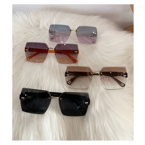 Luxury UV400 Rimless Sunglasses Vintage Gradient Summer Shades-Sunglasses-Arimonz-Arimonz