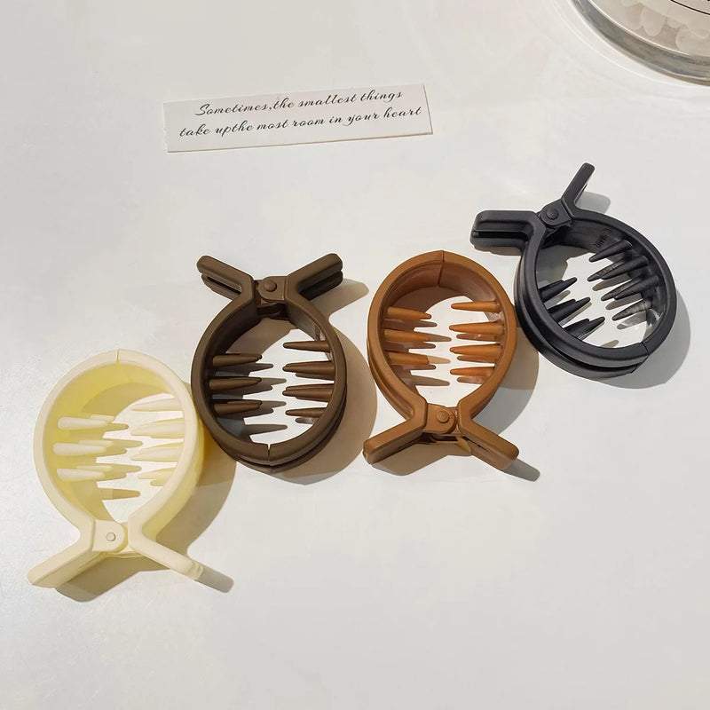 Matte Round Grab Ponytail Fixed Gripper Retro Shark Clip Head Hairpin-Hair Accessories-Arimonz-Arimonz
