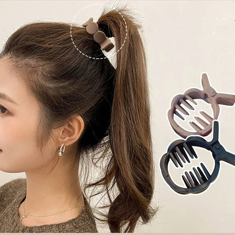 Matte Round Grab Ponytail Fixed Gripper Retro Shark Clip Head Hairpin-Hair Accessories-Arimonz-Arimonz