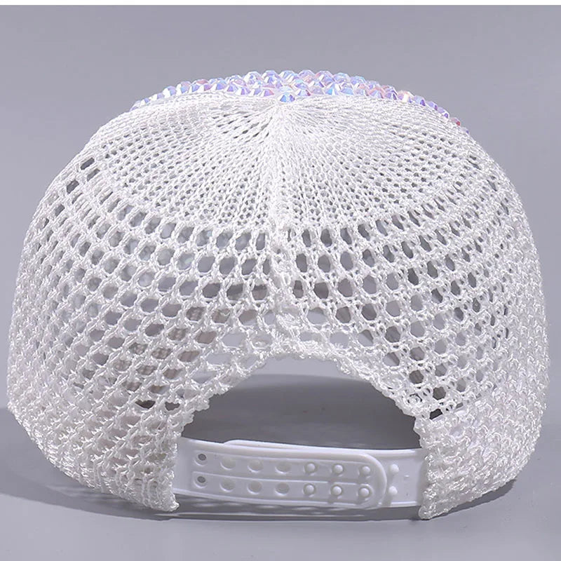 Mesh Rhinestone Breathable Baseball Outdoor Sports Travel Peaked Cap-Women's Caps-Arimonz-Arimonz
