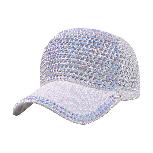 Mesh Rhinestone Breathable Baseball Outdoor Sports Travel Peaked Cap-Women's Caps-Arimonz-Arimonz