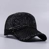 Mesh Rhinestone Breathable Baseball Outdoor Sports Travel Peaked Cap-Women's Caps-Arimonz-black-Adjustable 21-23in-Arimonz