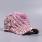 Mesh Rhinestone Breathable Baseball Outdoor Sports Travel Peaked Cap-Women's Caps-Arimonz-Pink-Adjustable 21-23in-Arimonz