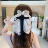 Mesh Ribbon Claw Bow Back Head Hairpin Horsetail Clip Hair Accessories-Hair Accessories-Arimonz-Arimonz