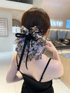 Mesh Ribbon Claw Bow Back Head Hairpin Horsetail Clip Hair Accessories-Hair Accessories-Arimonz-Arimonz