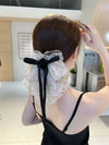 Mesh Ribbon Claw Bow Back Head Hairpin Horsetail Clip Hair Accessories-Hair Accessories-Arimonz-style1-Arimonz